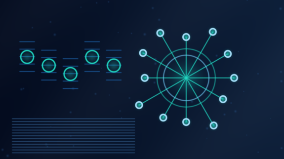 Teal network illustration representing AI-powered customer experience across digital touchpoints