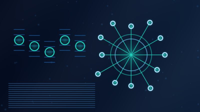 Teal network illustration representing AI-powered customer experience across digital touchpoints