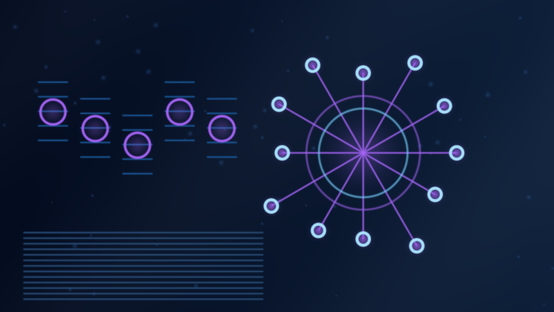Violet abstract security network illustrating AI privacy, data protection, and trust