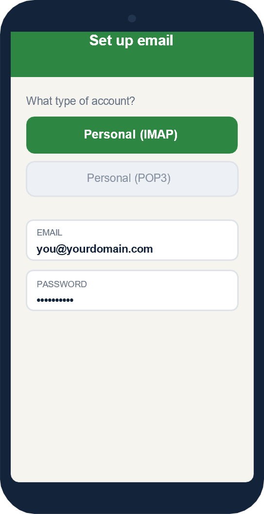 Android Personal IMAP selection