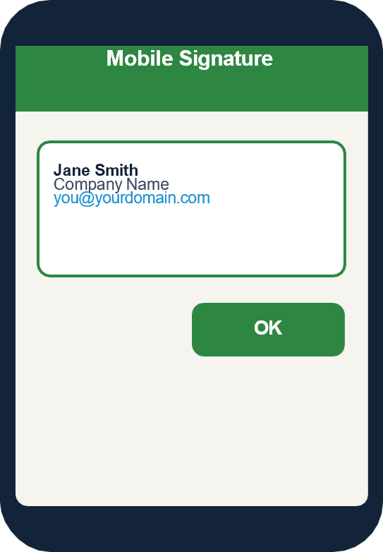 Android mobile signature settings